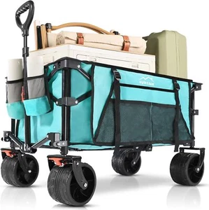 Collapsible Wagon Cart Heavy Duty Foldable, Folding Beach Wagon with Big Wheels - Picture 1 of 7