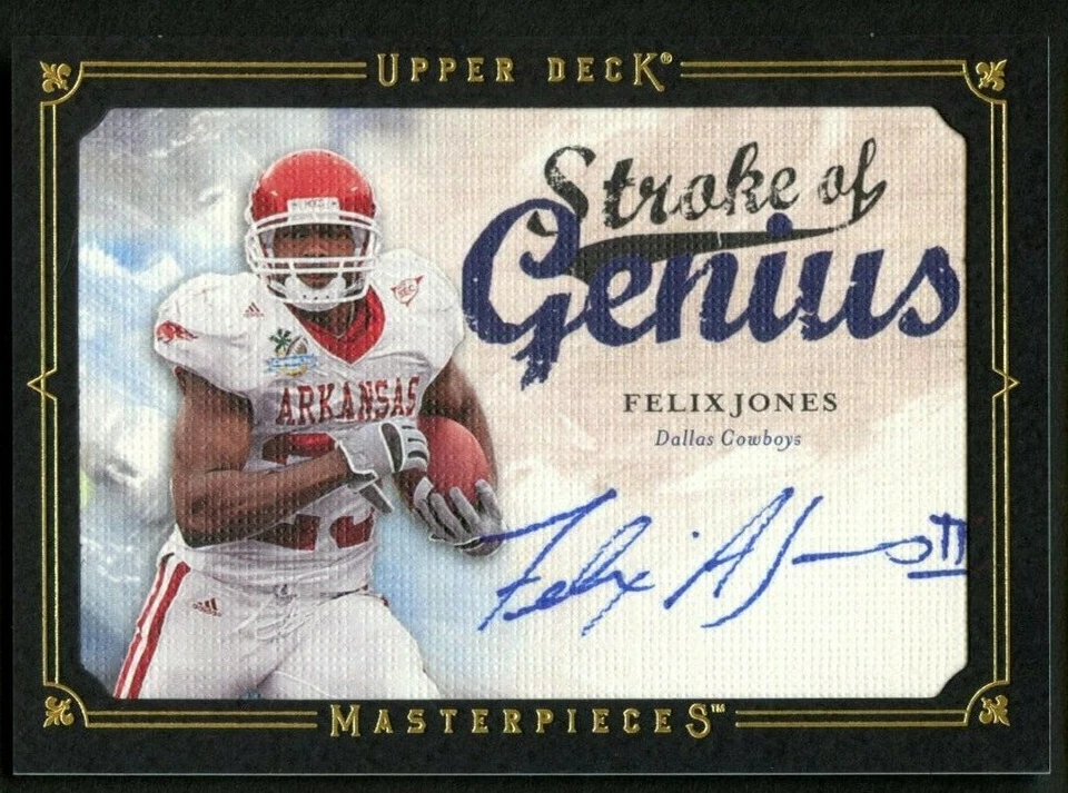Tarjeta de fútbol americano Felix Jones #SOG35 firmada automática 2008 Upper Deck Stroke of Genius Foto 1 de 1