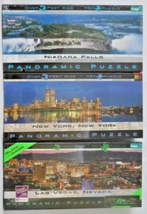 PUZZLE - ROMPECABEZAS (3) PANORÁMICO - CATARATAS DEL NIÁGARA, LAS VEGAS Y NUEVA YORK - NUEVO EN PAQUETE - Imagen 1 de 3