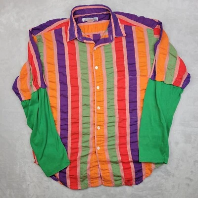 Unionbay Shirt Mens Medium Vintage 90s Button Up Rainbow Striped Dress Adult* - Image 1 of 4
