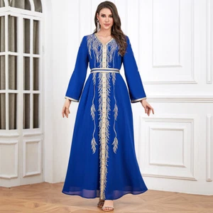 Vintage Abaya Damen muslimisches langes Maxikleid Abend Kaftan islamischer Kaftan arabisch - Bild 1 von 53