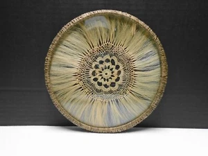 Vintage 8" Rund Glas Waschtisch Tablett mit ummanteltem Spitzendeckchen und Faserrand EUC - Bild 1 von 4
