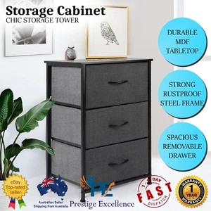 Levede Storage Cabinet Tower Chest of Drawers Dresser Tallboy 3 Drawer Dark Grey - Picture 1 of 9