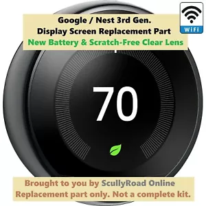 Nest 3rd Gen Learning Mirror Black Programmable Thermostat REPLACEMENT - NO BASE - Picture 1 of 4