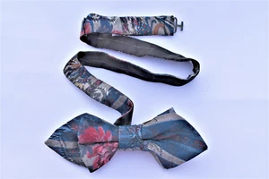 Vintage Bow Tie Mens Retro Dickie 1980s-1990s Floral Abstract Design - Picture 1 of 5