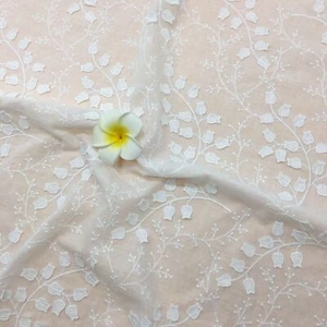 One Yard 3D Florals Embroidery on Cotton Fabric for Skirts, Summer Dress,Curtain - Picture 1 of 4