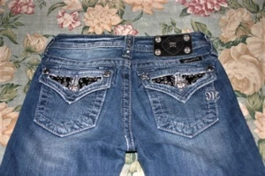 Girl's Miss Me Stretch Capri Jeans Size 12 (24x18)Bling Flap Pockets "Excellent" - Picture 1 of 9