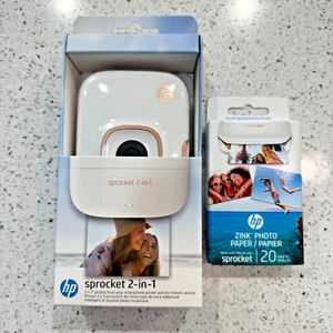 HP SPROCKET 2-IN-1 SMARTPHONE PRINTER AND INSTANT CAMERA WHITE + 20pk ZINK Paper - Afbeelding 1 van 2