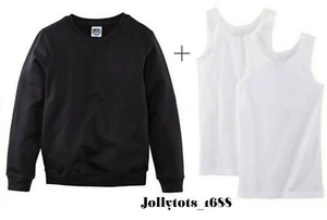 Marineblaues Schuluniform Sweatshirt & 2 weiße Westen für Jungen 11-12 Jahre neu mit Etikett - Bild 1 von 2