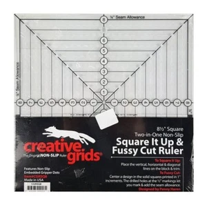 Regla de edredón cuadrada Creative Grids 8-1/2 pulgadas cuadrada o corte quisquilloso - CGRSQ8 - Imagen 1 de 3