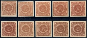 DENMARK. 1951. Reprints of 4 RBS. Set of 10 in different shades. VF (PK2376) - Picture 1 of 1