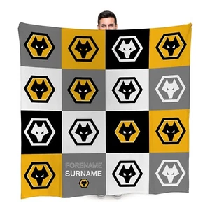Personalised Wolves Blanket Fleece Cover Throw Wolverhampton Wanderers Gift Fan - Picture 1 of 2