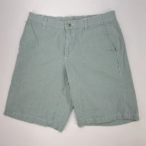 Columbia PFG Cotton Flat Front Zip Shorts Men’s 30w 10L Green Check - Picture 1 of 12