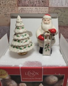 Lenox Figural Salt & Pepper Set Holiday• Christmas Tree/Santa by LENOX ▪︎ NIB