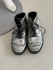 Men’s Sneakers-Creative Creations-Size 9-Hi-Top-Silver-Black-As Is-menswear - Picture 1 of 12