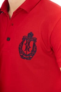 Billionaire Men's POLO T-Shirt Crown Embroidery Short Sleeve RED sizes XL, 4XL - Picture 1 of 3