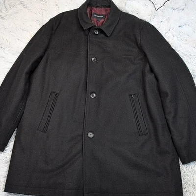Chaqueta London Fog Para Hombres 2XL Alta Negra Mezcla Lana Bolsillos Preppy Abotonada Carrera Foto 1 de 4