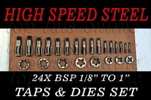 24x HSS BRITISH STANDARD ROHRGEWINDEBOHRER & SCHNEIDEISEN SET 1/8 ZOLL BIS 1 ZOLL BSP SCHNELLARBEITSSTAHL - Bild 1 von 1