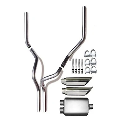 Tubo doble y silenciador de 2,5 pulgadas con puntas de corte angular se adapta a: Ram 3500 2011-2018 Foto 1 de 4
