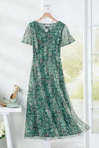 Vestido de malla Coldwater Creek ligero esmerilado tomillo prado encanto para mujer XL NUEVO CON ETIQUETAS - Imagen 1 de 4