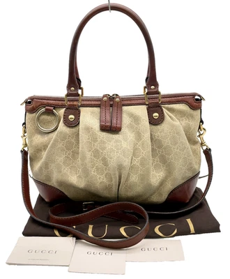 Auth Gucci 247902 Sukey GG Canvas Leather Beige Brown 2way Tote Bag W/D NS100585 - Image 1 of 4