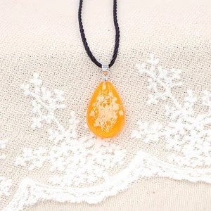 3PCS Dried Flower Teardrop-Shaped Necklace Luminous Adjustable Length-Yellow - Picture 1 of 16