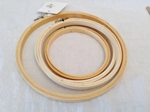 Lot of 4 Vintage Wooden Embroidery Hoop Cross Stitch Frames 7", two 5", 4" - Picture 1 of 6