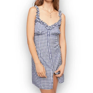 Free People Schlupfkleid Gingham Blue Catchin’ Rays Damen Gr. XS - Bild 1 von 10