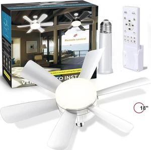 Ceiling Fan with Light and Remote, 18" LED Fan Light Bulb for Bedroom - Picture 1 of 9