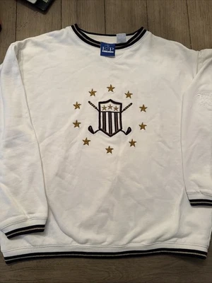 EP Pro Women's Vintage Golf Embroidered Crew Neck Sweatshirt  Size M White Navy - Image 1 of 4