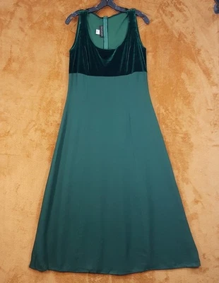 Vestido para mujer SCOTT MCCLINTOCK 14 verde terciopelo crepé vestido formal reparación necesaria Foto 1 de 4