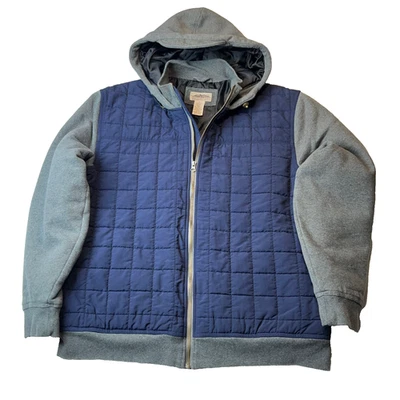 Chaqueta LL Bean Katahdin Iron Works Para Hombre Grande Acolchada Azul Cremallera Completa Con Capucha Cálida Foto 1 de 4