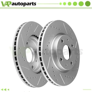 Front Disc Brake Rotors For Ford Focus 2008-2011 All Models Slotted Drilled 2pcs - Picture 1 of 6