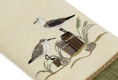 Juego de 2 toallas de baño Avanti Sea Birds en marfil bordadas playa tropical Foto 1 de 4