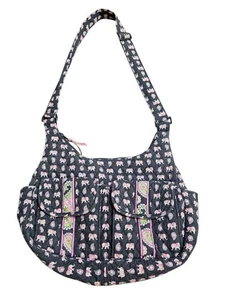 Vera Bradley Cargo Sling Purse Shoulder Bag Pink Elephant Pattern Read Descripti - Picture 1 of 24