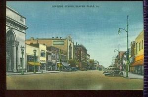 Seveth Avenue Beaver Falls Pennsylvania Postcard - Picture 1 of 1
