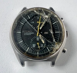 SEIKO 6138-3000 Automatic Chronograph Watch Vintage Mens JUMBO Black Dial - Picture 1 of 6