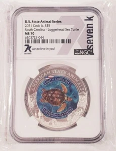 2021 Cook Islands S$5 South Carolina Loggerhead Silver Coin NGC MS70 7K - Picture 1 of 2