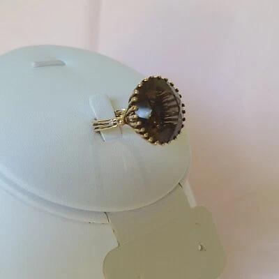 Verité 14kt Gold Smokey Topaz Cocktail Ring Size 6 Statement Prong Round Cut - Image 1 of 4