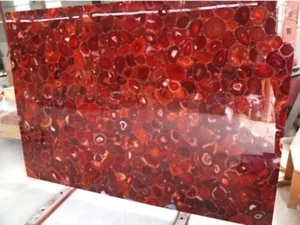 Resin Office Meeting Table Top Square Red Agate Dining Table for Restaurant - Picture 1 of 6