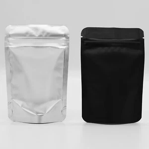 100 Frosted Clear & Black Stand Up Mylar Foil ZIpper QuickQlick™ Bags 3.3x5.1" - Picture 1 of 4