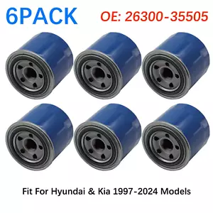 6PACK GENUINE Engine OEM 2630035505 Oil Filter for Hyundai Kia 97-22 - Picture 1 of 6