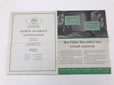 1933 Fisher Draft Ventilação Vintage Grande Folheto Dobrável Publicidade - Imagem 1 de 4