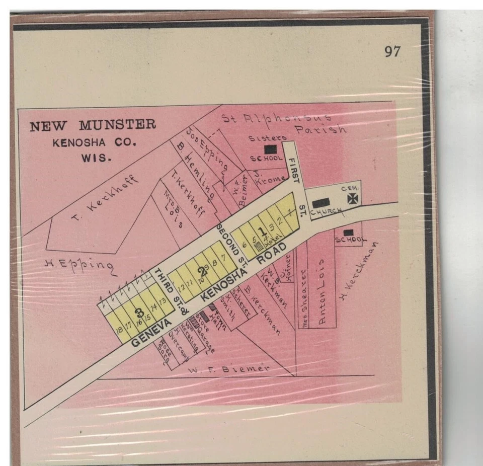 1927 Platt Map of New Munster, Kenosha County Wisconsin - Image 1 of 1