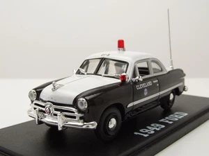 Ford Policía Cleveland Ohio 1949 Negro Coche a Escala Blanco 1:43 Greenlight - Imagen 1 de 9