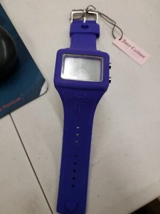 "UNUSED" Juicy Couture PURPLE silicone/rubber square face watch (read descrip) - Picture 1 of 2