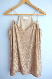 Witchery Top Womens Small 8 10 Matte Gold Sequin Camisole Strappy Occasion Event - Picture 1 of 13