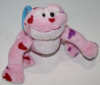 Webkinz Love Frog Kinz Klip Ganz 4" Pink Heart Bookbag Clip Plush Soft Valentine - Image 1 of 4