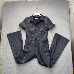 VBRT Damen Jumpsuit Large Schwarz Kurzarm Strampler Cargo Taschen Kragen - Bild 1 von 10