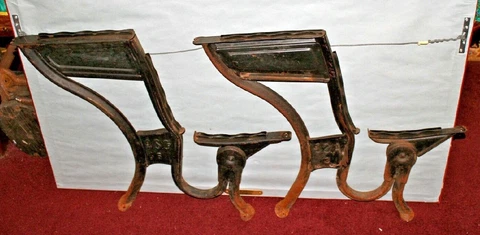 Antique A.S. Company Metal Children's School Desk Legs Pair Folding Seat Arm #1 Cover